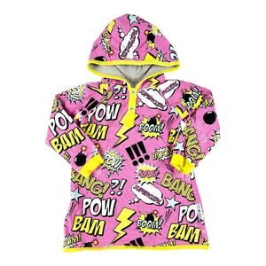 Purl Lamb Superhero Comic Strip Hoodie Sweatshirt Dress 4/5T
